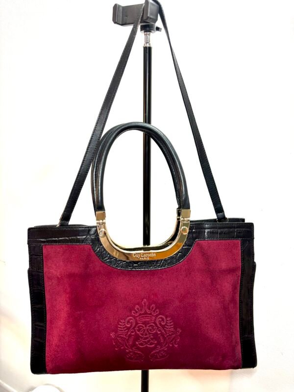 Bolso Guy Laroche piel negra y ante morado - Imagen 5